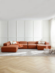 Frida XL Keten Modüler Köşe Koltuk-Köşe Koltuk-S Home Design Concept-Kiremit-Sol Köşe-NowShopFun
