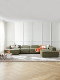 Frida XL Keten Modüler Köşe Koltuk-Köşe Koltuk-S Home Design Concept-Yağ Yeşili-Sağ Köşe-NowShopFun
