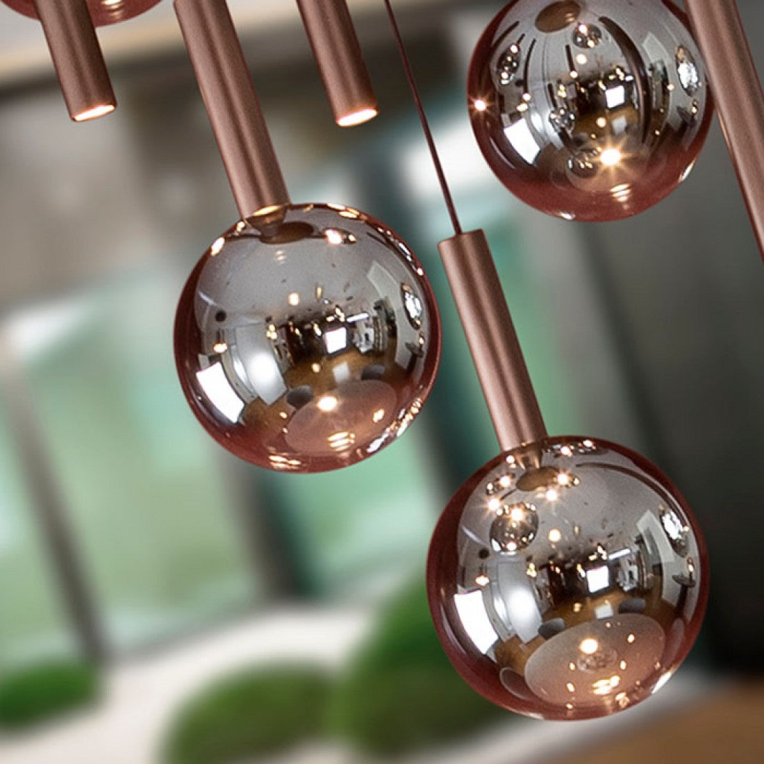 Füme Renkli Camlı Boru Led Avize