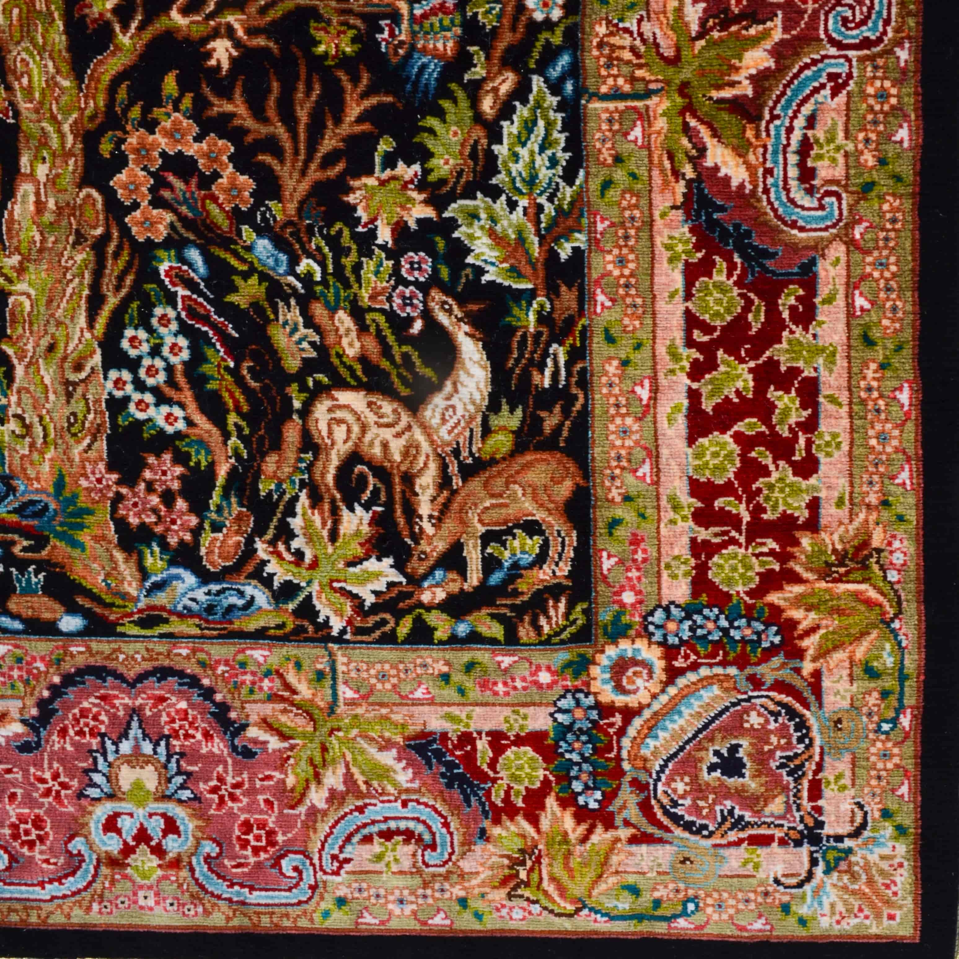 Gamlı Sonbahar Saf İpek El Dokuma Duvar Halısı (40x55 Cm)