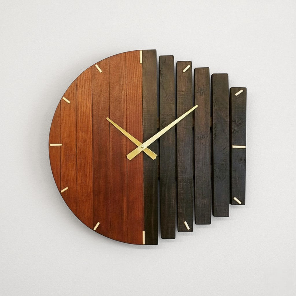 Aida Endüstriyel Tasarım Ahşap Duvar Saati - nowshopfun