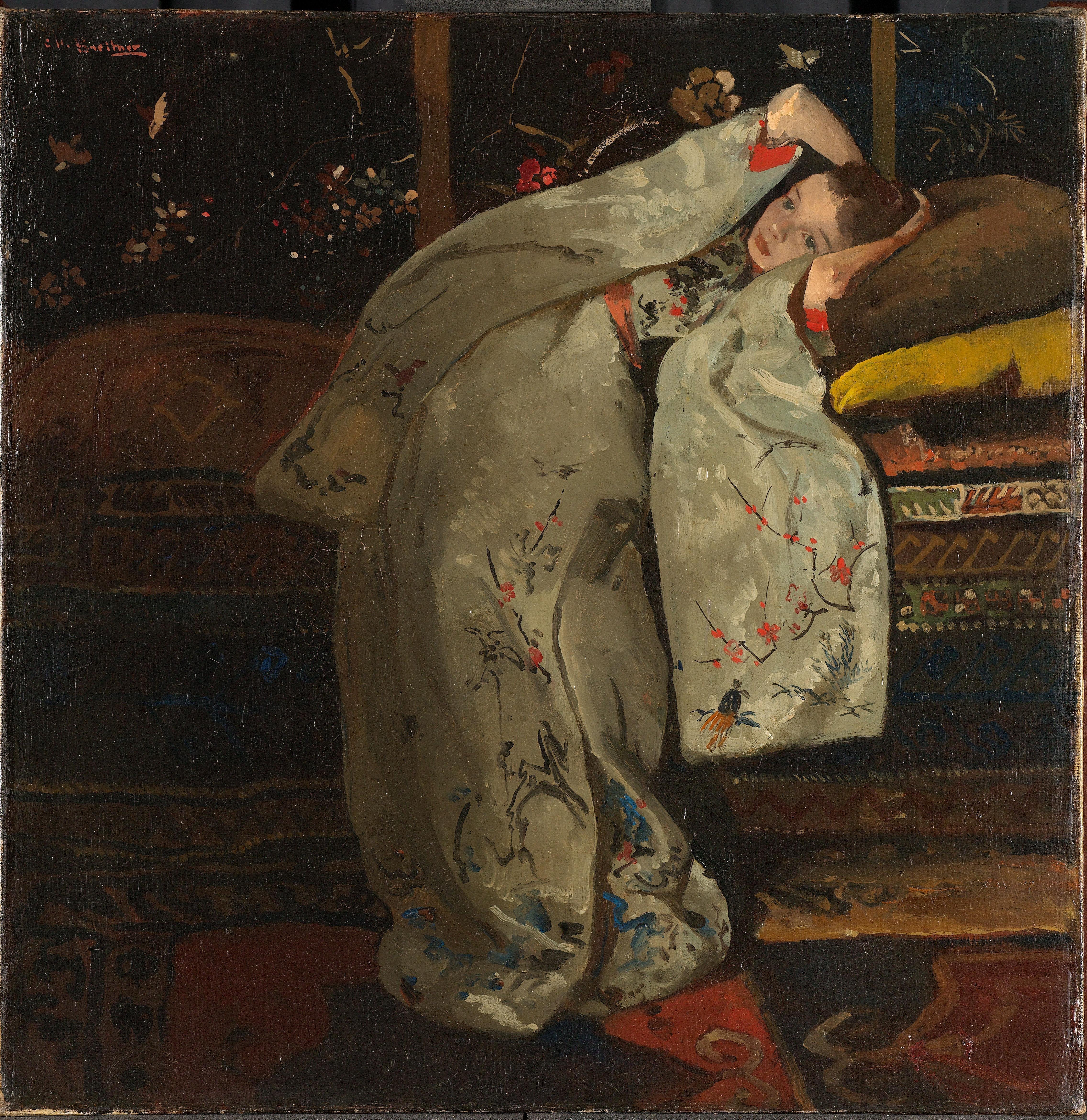 George Hendrik Breitner - Beyaz Kimono İçindeki Kız Fine Art Baskı