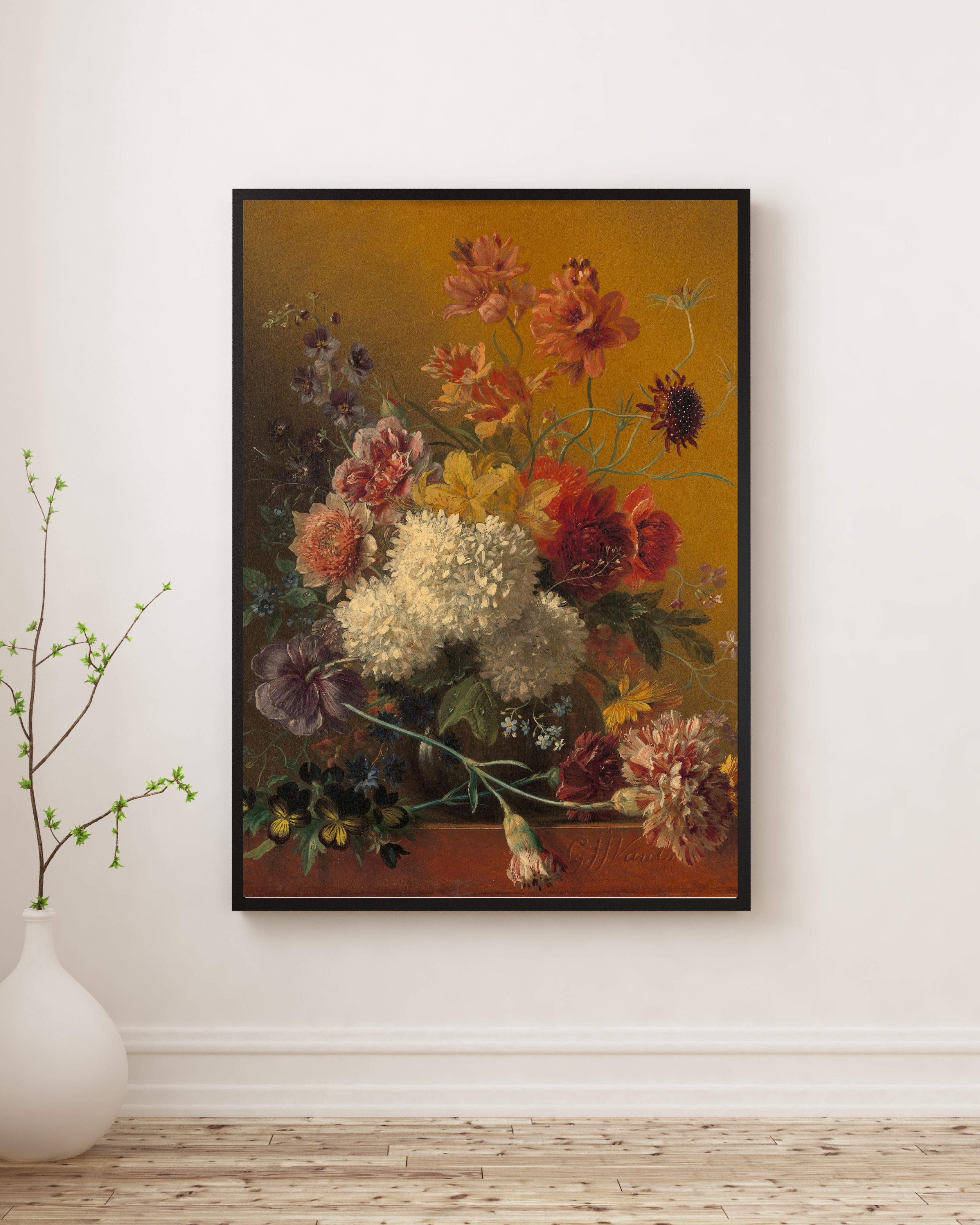 Georgius Jacobus Johannes van Os - Çiçeklerle Natürmort Fine Art Baskı