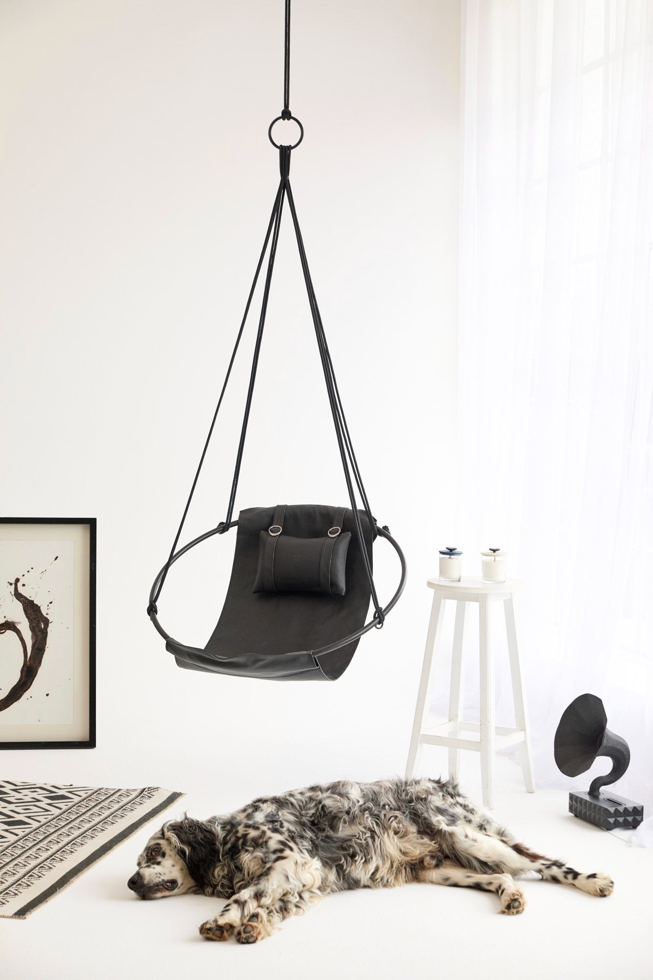 Gerçek Deri Salıncak - Siyah