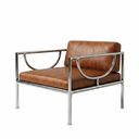 Gerçek Deri Taba Metal Berjer - Deco103