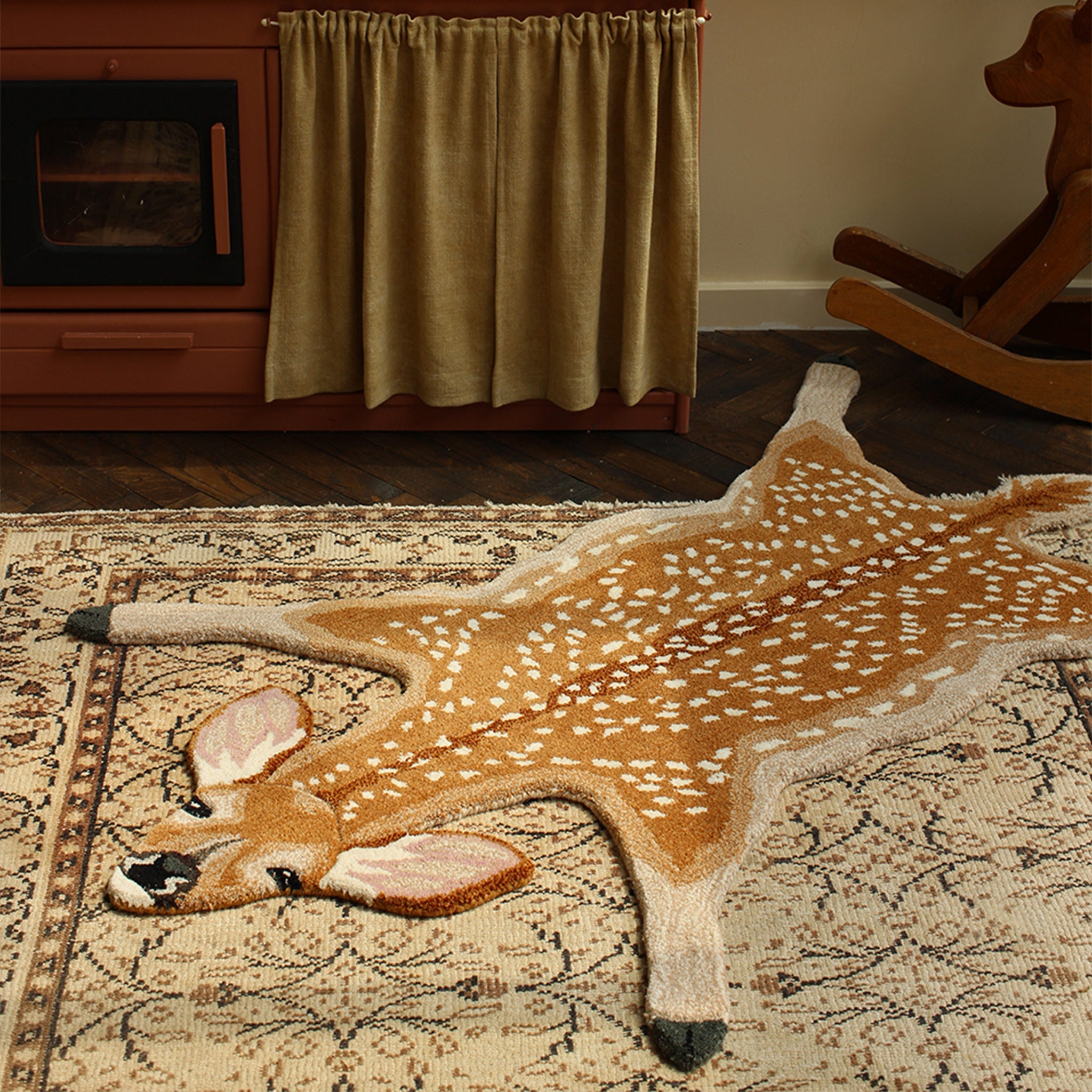 Geyik Figürlü Francis Boynuzlu Büyük Boy Halı-Kilim & Halı-Doing Goods-NowShopFun