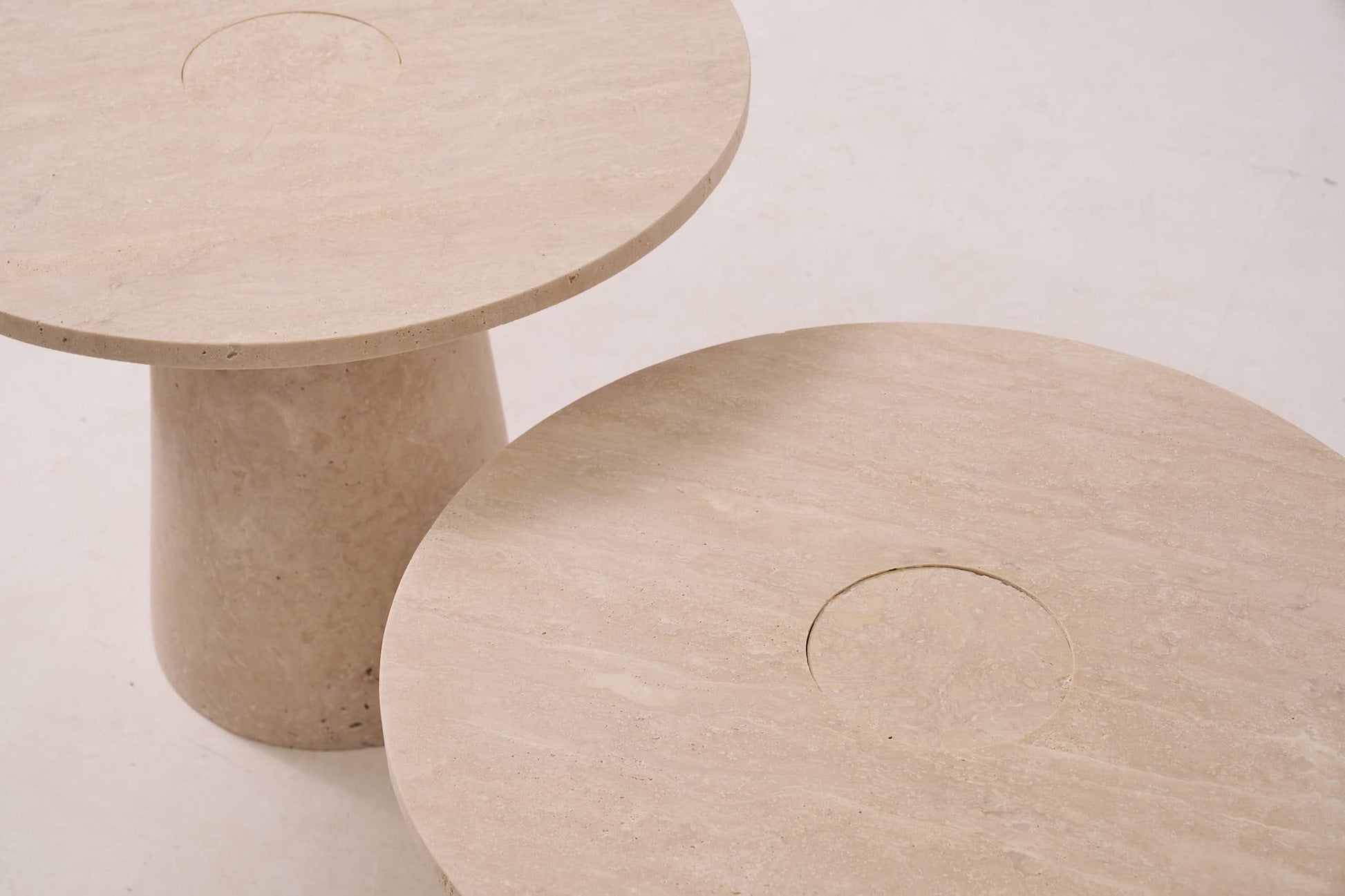 Girare İkili Traverten Orta Sehpa