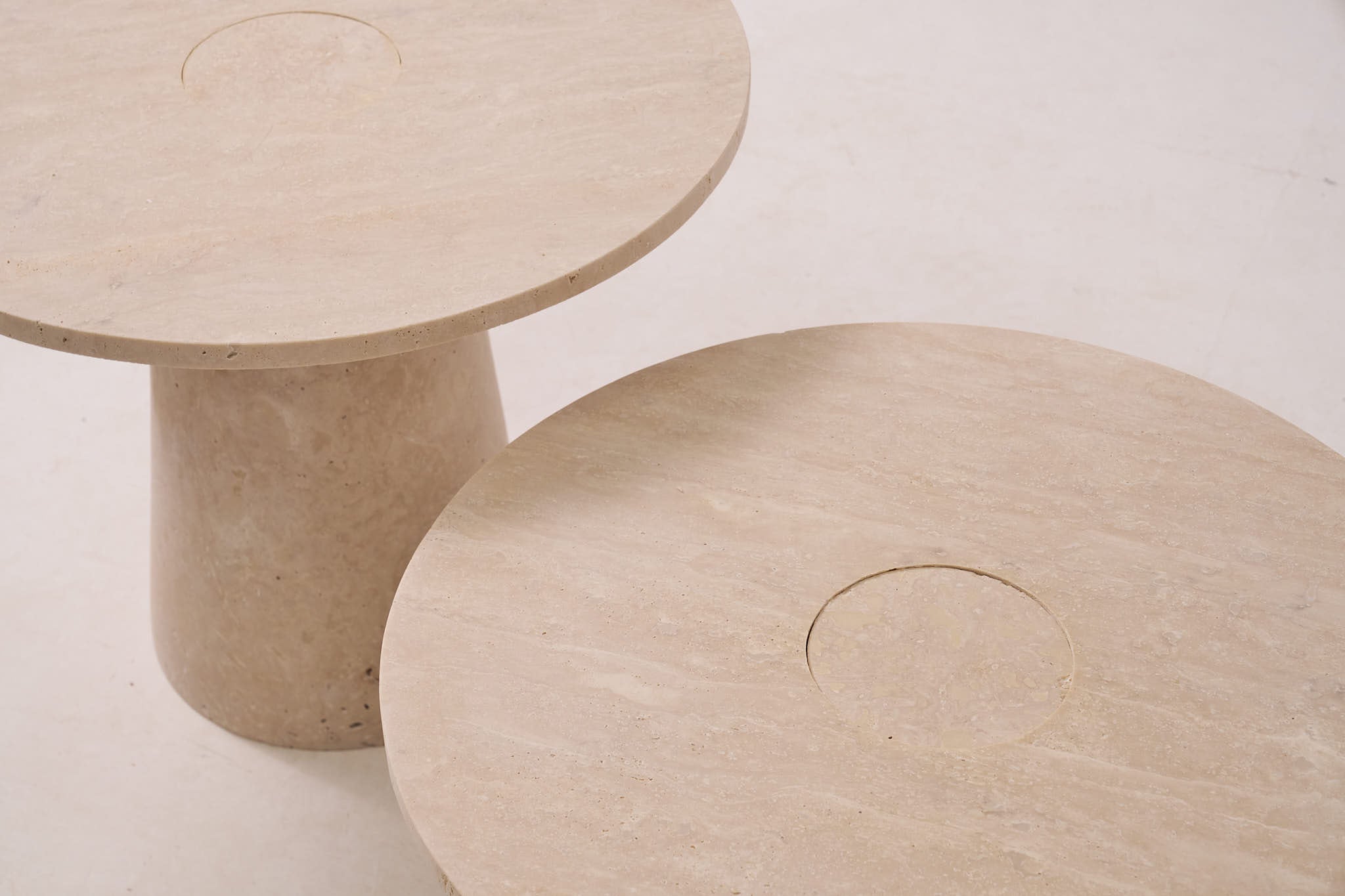 Girare İkili Traverten Orta Sehpa