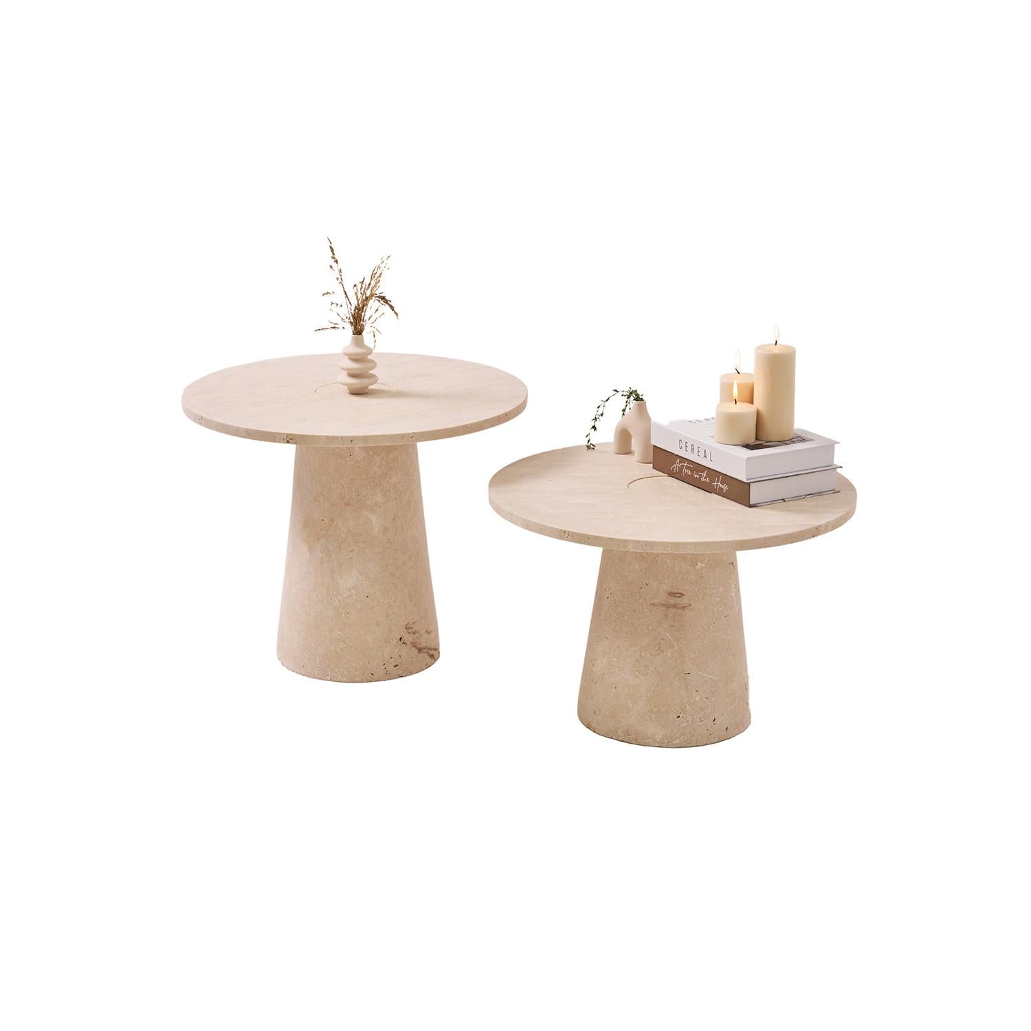 Girare İkili Traverten Orta Sehpa