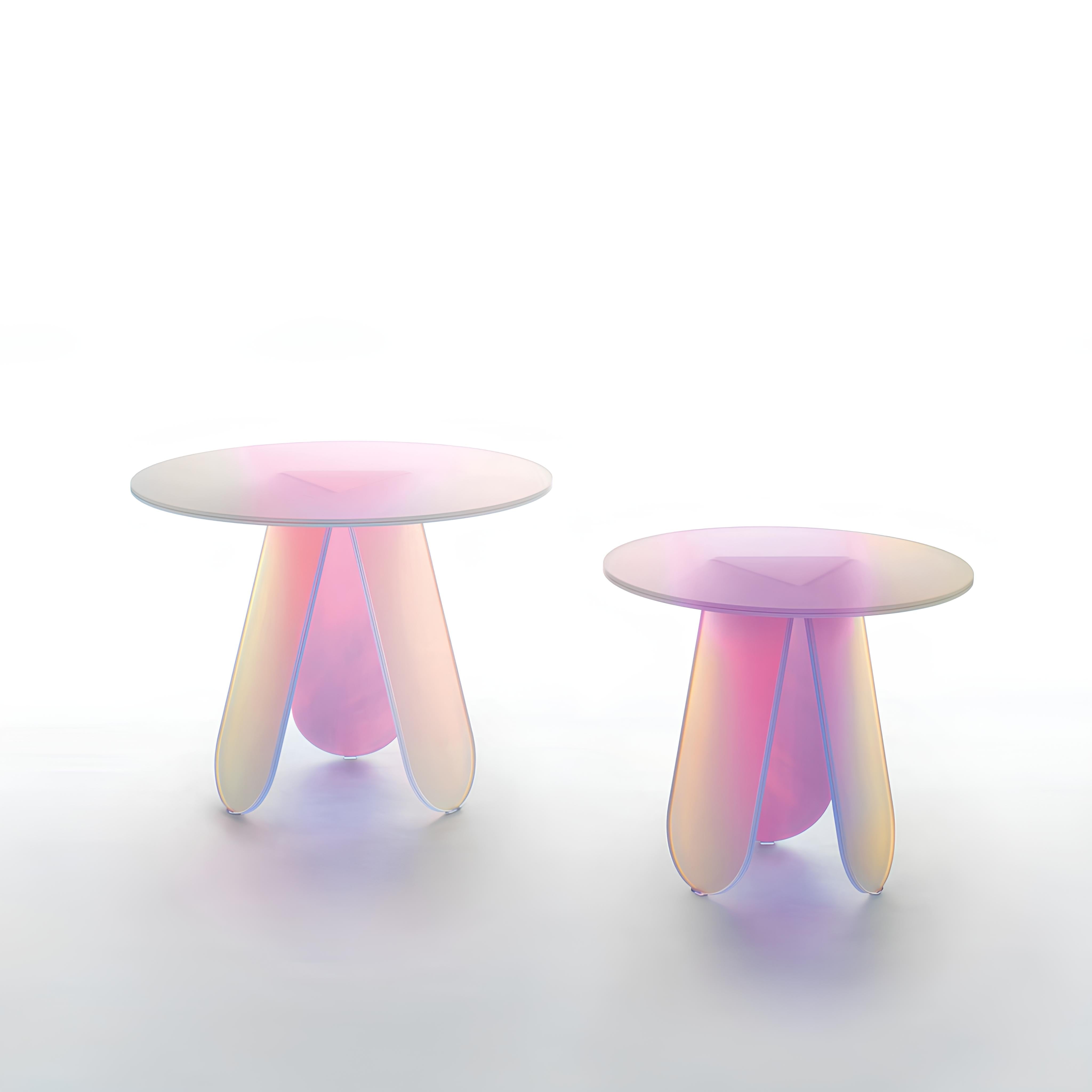 Shimmer Renkli Cam Sehpa ⌀52Cm