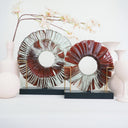 Glassic Serisi El Yapımı Füzyon Cam Disk Kahverengi-Esra Balcı Cam Stüdyosu-İkili Set-NowShopFun