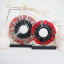 Glassic Serisi El Yapımı Füzyon Cam Disk Kırmızı Siyah-Esra Balcı Cam Stüdyosu-İkili Set-NowShopFun