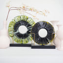 Glassic Serisi El Yapımı Füzyon Cam Disk Şeffaf Sarı/Siyah-Esra Balcı Cam Stüdyosu-İkili Set-NowShopFun