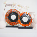 Glassic Serisi El Yapımı Füzyon Cam Disk Turuncu Siyah-Esra Balcı Cam Stüdyosu-İkili Set-NowShopFun