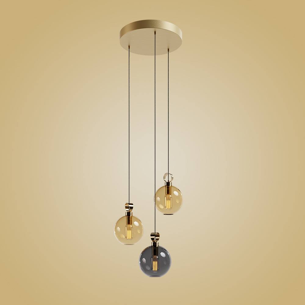 Globe Pirinç Detaylı Üçlü Set - Yuvarlak