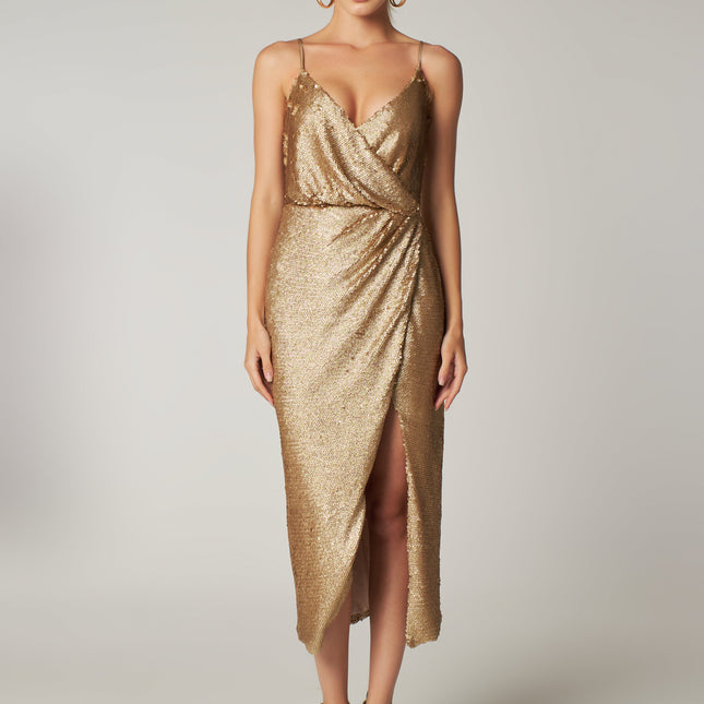 Gold Pullu Uzun Anvelop Abiye Ariel-Elbise-PETRA PETROVA-S-NowShopFun