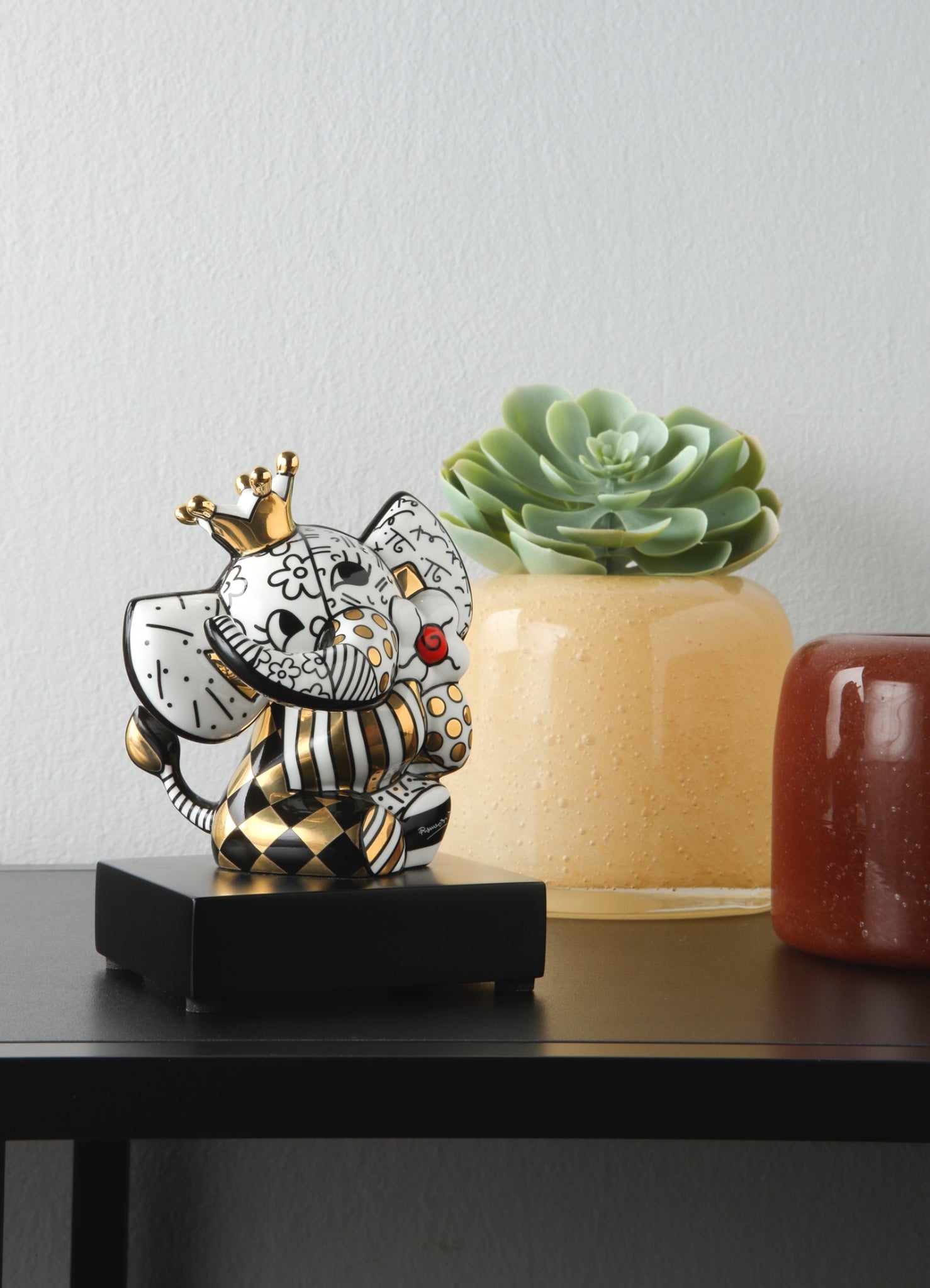 Golden Spring Elephant Figur - Romero Britto Koleksiyonu