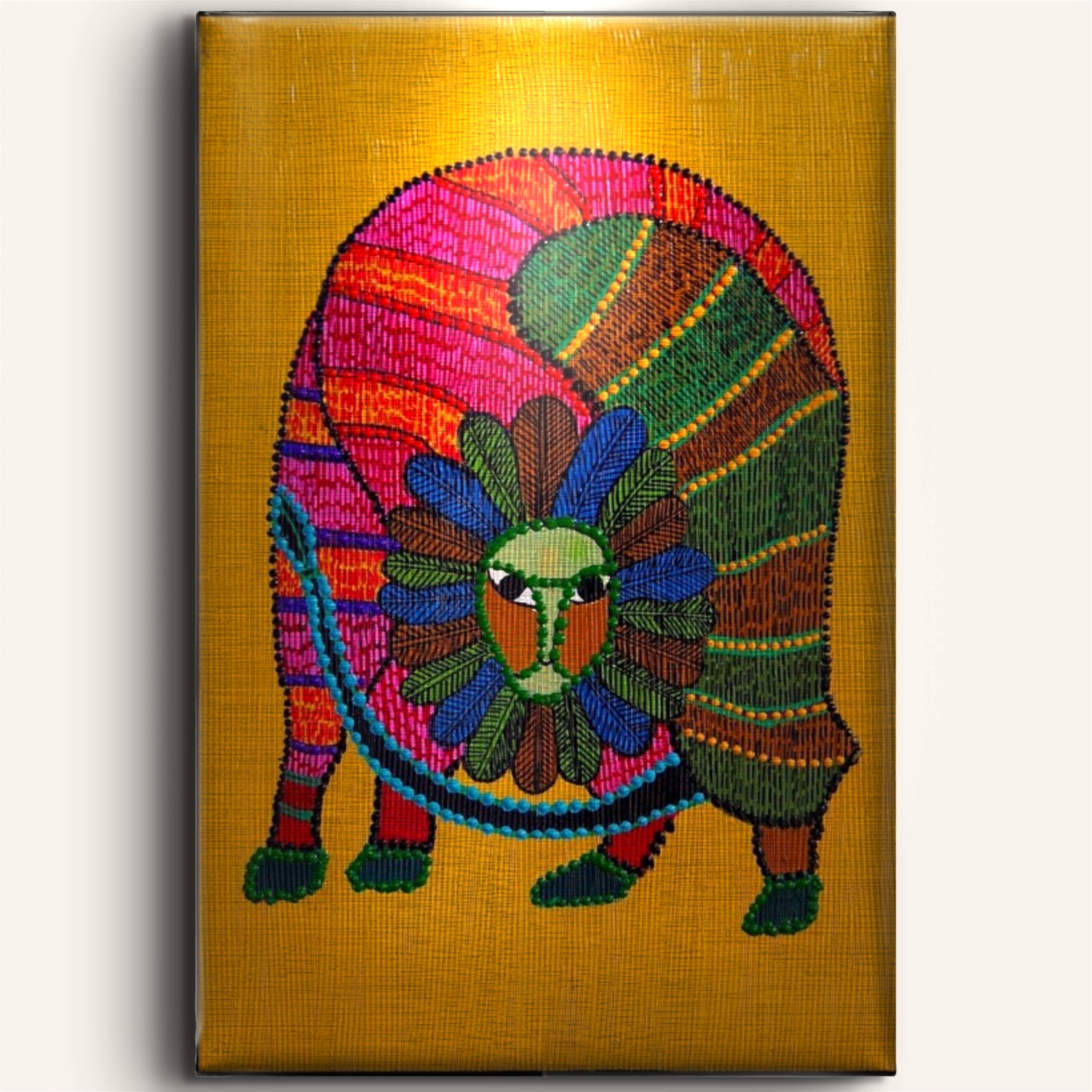 Gond Aslanı Tablo El Yapımı Ahşap Üzerine Akrilik Duvar Dekoru