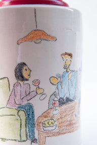 Gossip El Çizimi Seramik Masa Lambası-Masa Lambası-Maku Ceramic-NowShopFun