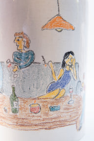 Gossip El Çizimi Seramik Masa Lambası-Masa Lambası-Maku Ceramic-NowShopFun