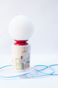 Gossip El Çizimi Seramik Masa Lambası-Masa Lambası-Maku Ceramic-NowShopFun