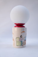 Gossip El Çizimi Seramik Masa Lambası-Masa Lambası-Maku Ceramic-NowShopFun