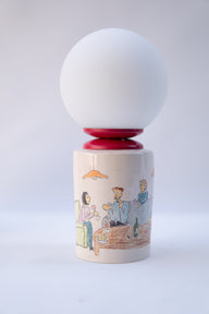 Gossip El Çizimi Seramik Masa Lambası-Masa Lambası-Maku Ceramic-NowShopFun