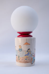 Gossip El Çizimi Seramik Masa Lambası-Masa Lambası-Maku Ceramic-NowShopFun