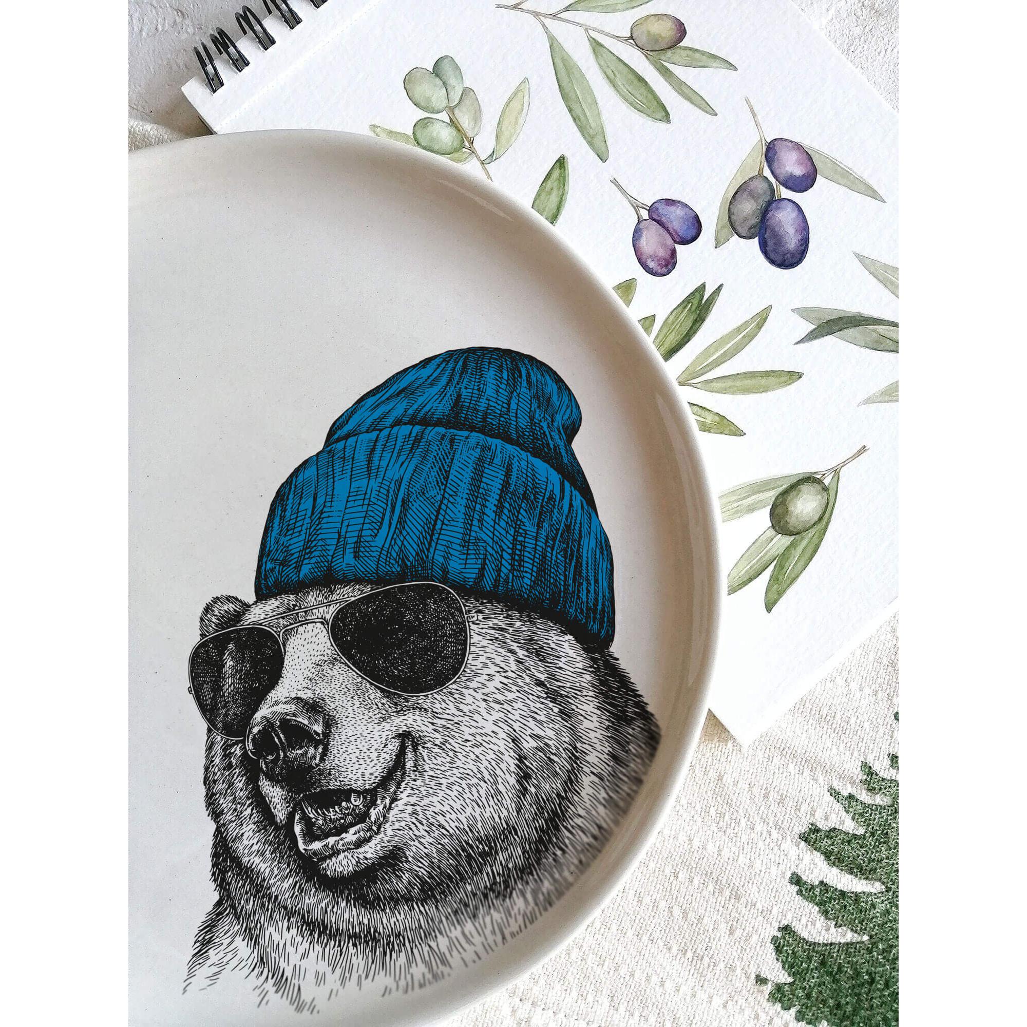 Gravür Hayvan Tabak - Ayı