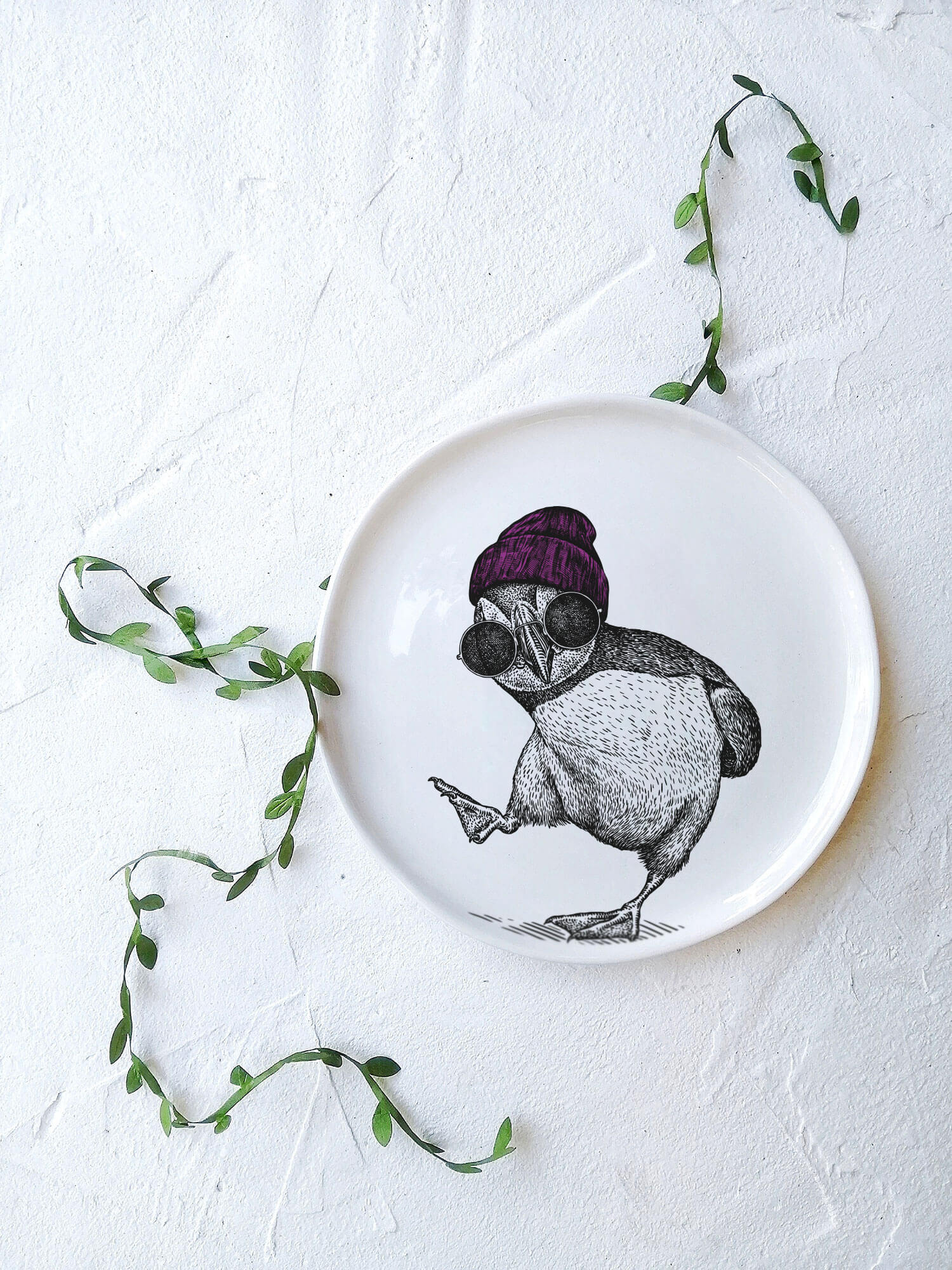 Gravür Hayvan Tabak - Penguen