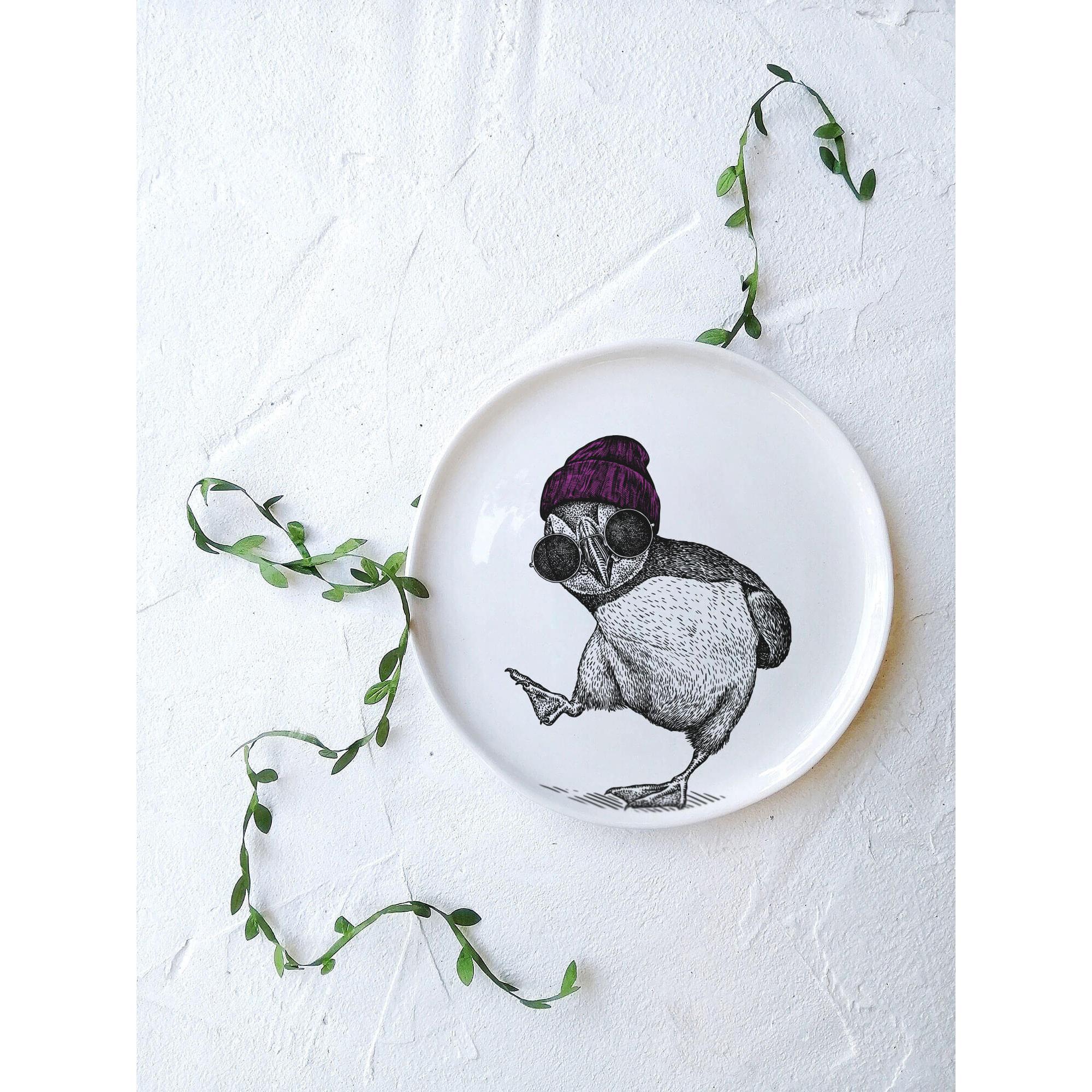 Gravür Hayvan Tabak - Penguen