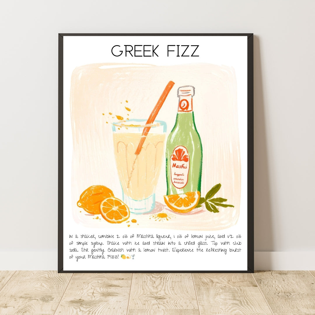 Greek Fizz Cocktail Art Print Tasarım Poster-Tablo-Muff Atelier-No:1-30x42cm-NowShopFun