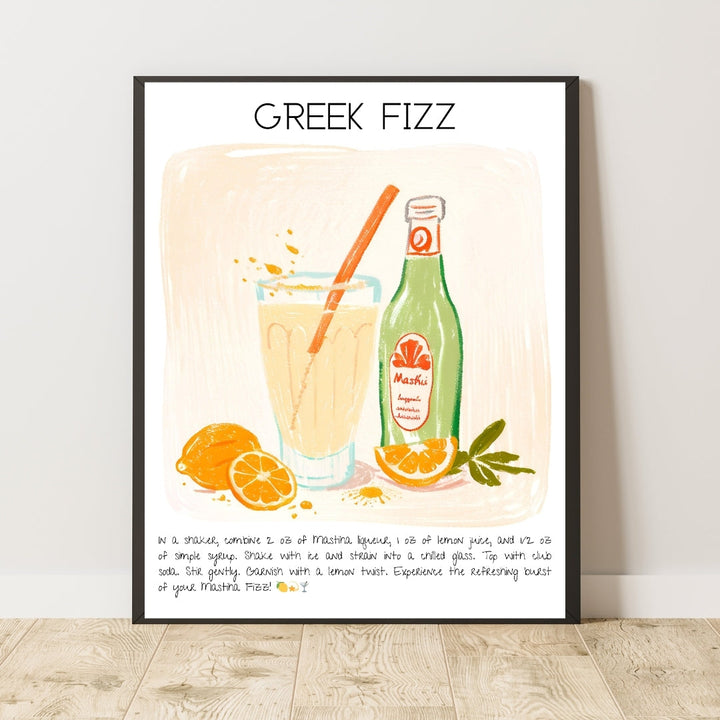 Greek Fizz Cocktail Art Print Tasarım Poster-Tablo-Muff Atelier-No:1-30x42cm-NowShopFun