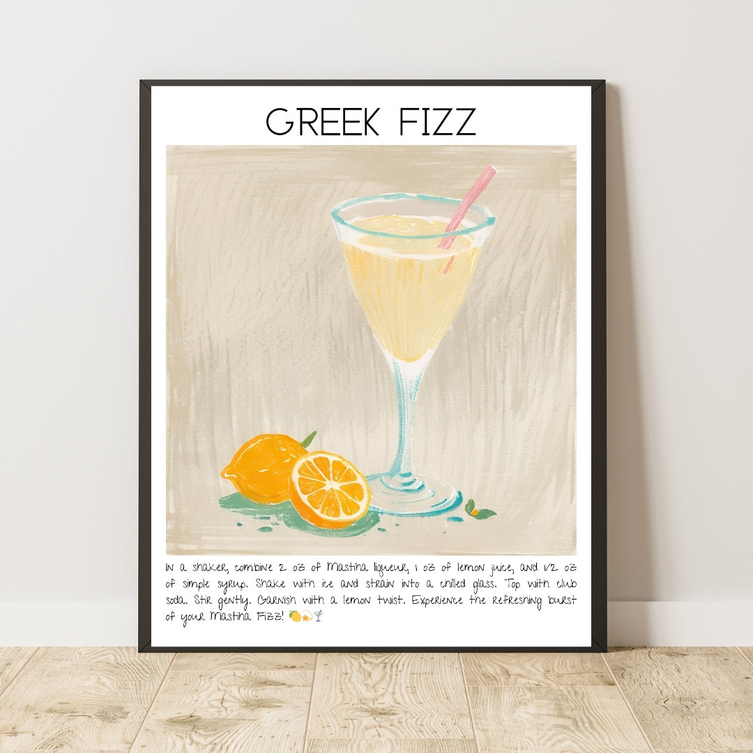 Greek Fizz Cocktail Art Print Tasarım Poster-Tablo-Muff Atelier-No:2-30x42cm-NowShopFun