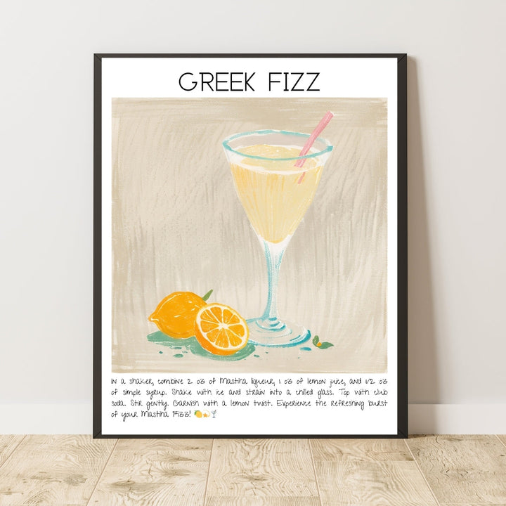 Greek Fizz Cocktail Art Print Tasarım Poster-Tablo-Muff Atelier-No:2-30x42cm-NowShopFun