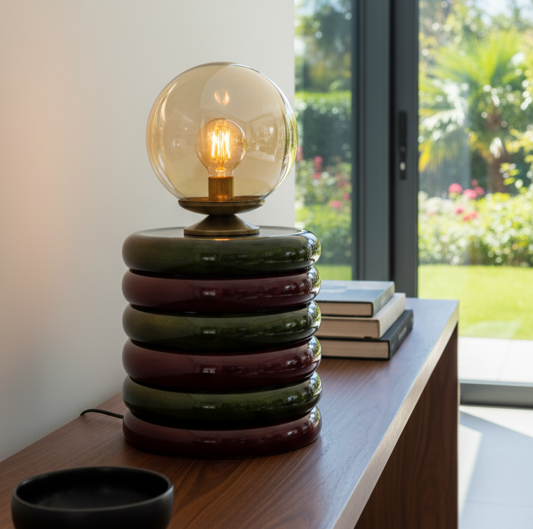 Green & Burgundy Masa Lambası – Lumos Series