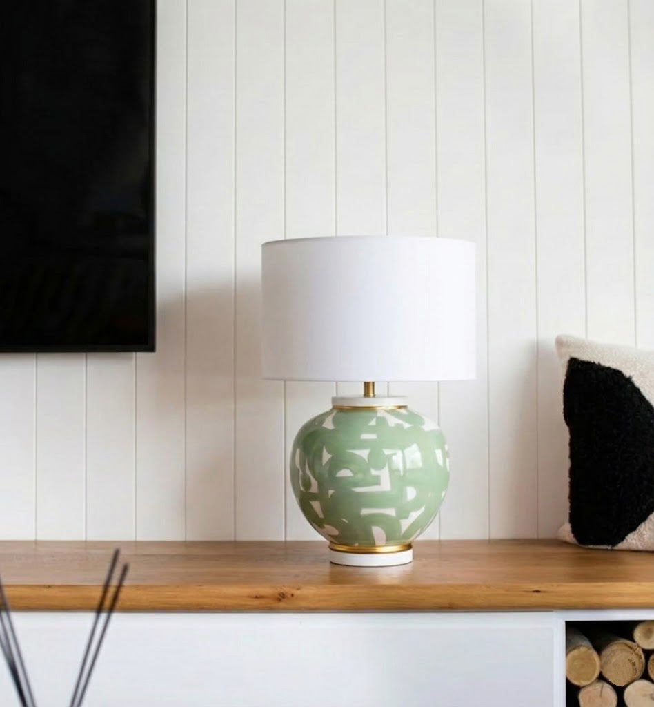 Green Cali El Yapımı Seramik Abajur-Abajur-Pinot Interior-NowShopFun