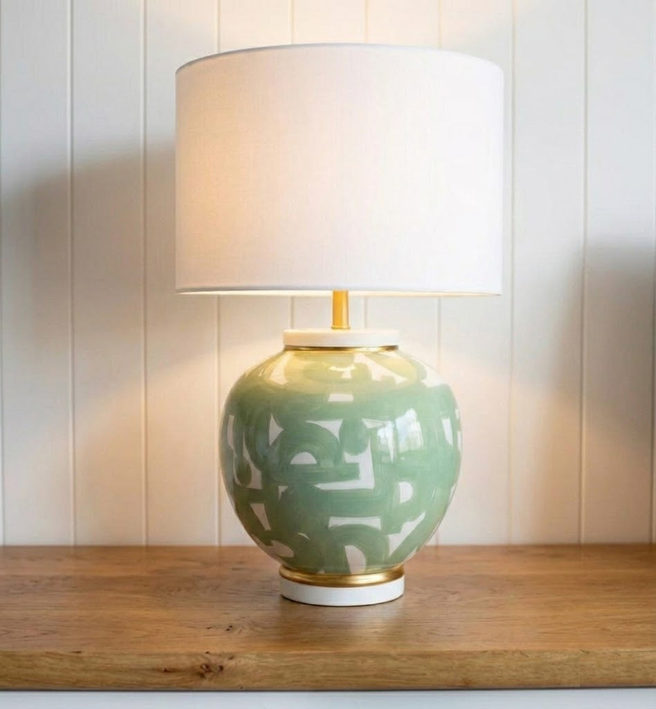 Green Cali El Yapımı Seramik Abajur-Abajur-Pinot Interior-NowShopFun