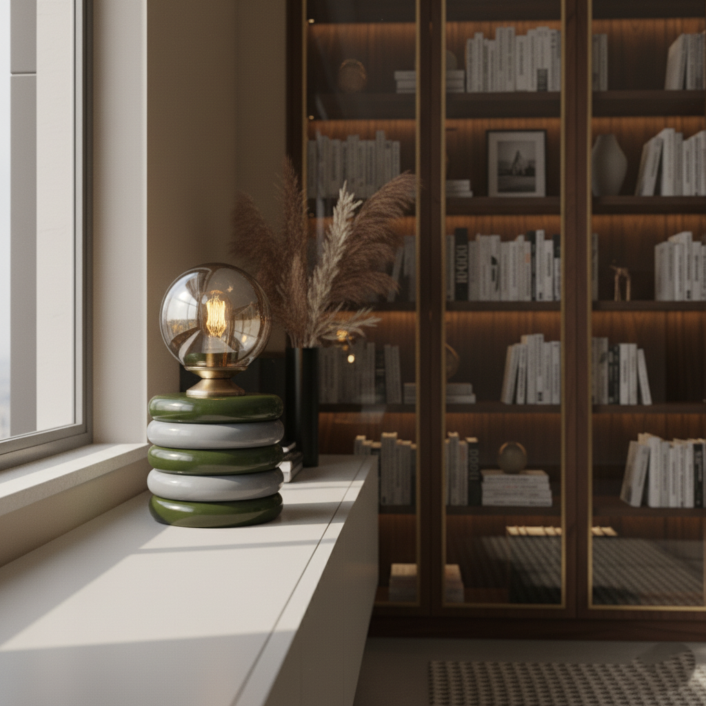 Grey & Green Masa Lambası – Lumos Series