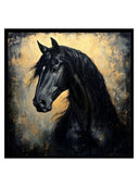 Gücün, Zerafetin Ve Hüznün Portresi Siyah At Uv Cam Baskı Tablo 85x85 Cm