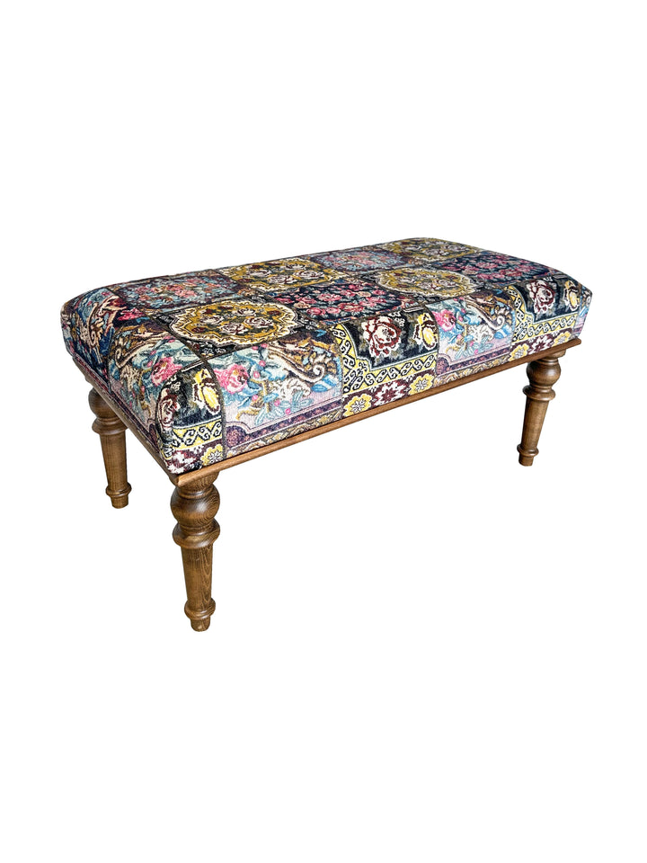 Gül Desen Vintage Bench-Bank-Rubino Home-45x90x45-NowShopFun