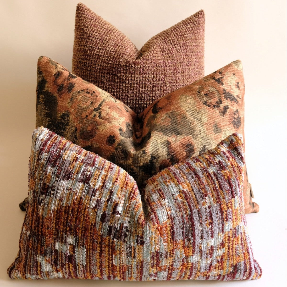 Gün Batımı Kuş Tüyü Dolgulu 3'lü Kombin Set (Dolgu Dahil)-R E M O N-NowShopFun