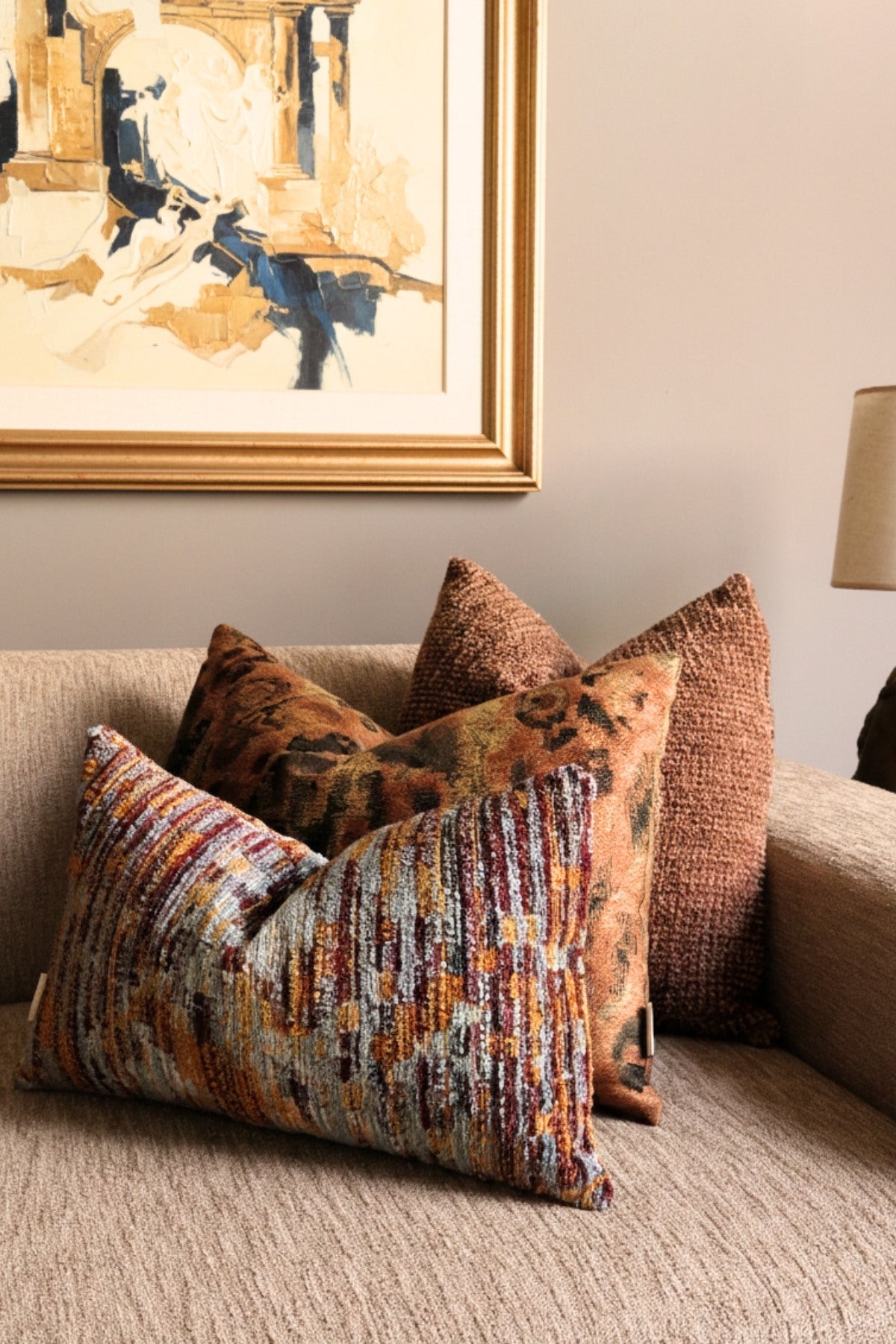 Gün Batımı Kuş Tüyü Dolgulu 3'lü Kombin Set (Dolgu Dahil)-R E M O N-NowShopFun