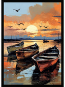 Gün Batımı Tekne UV Cam Baskı Tablo 75x105 Cm-Tablo-Ukyco-NowShopFun