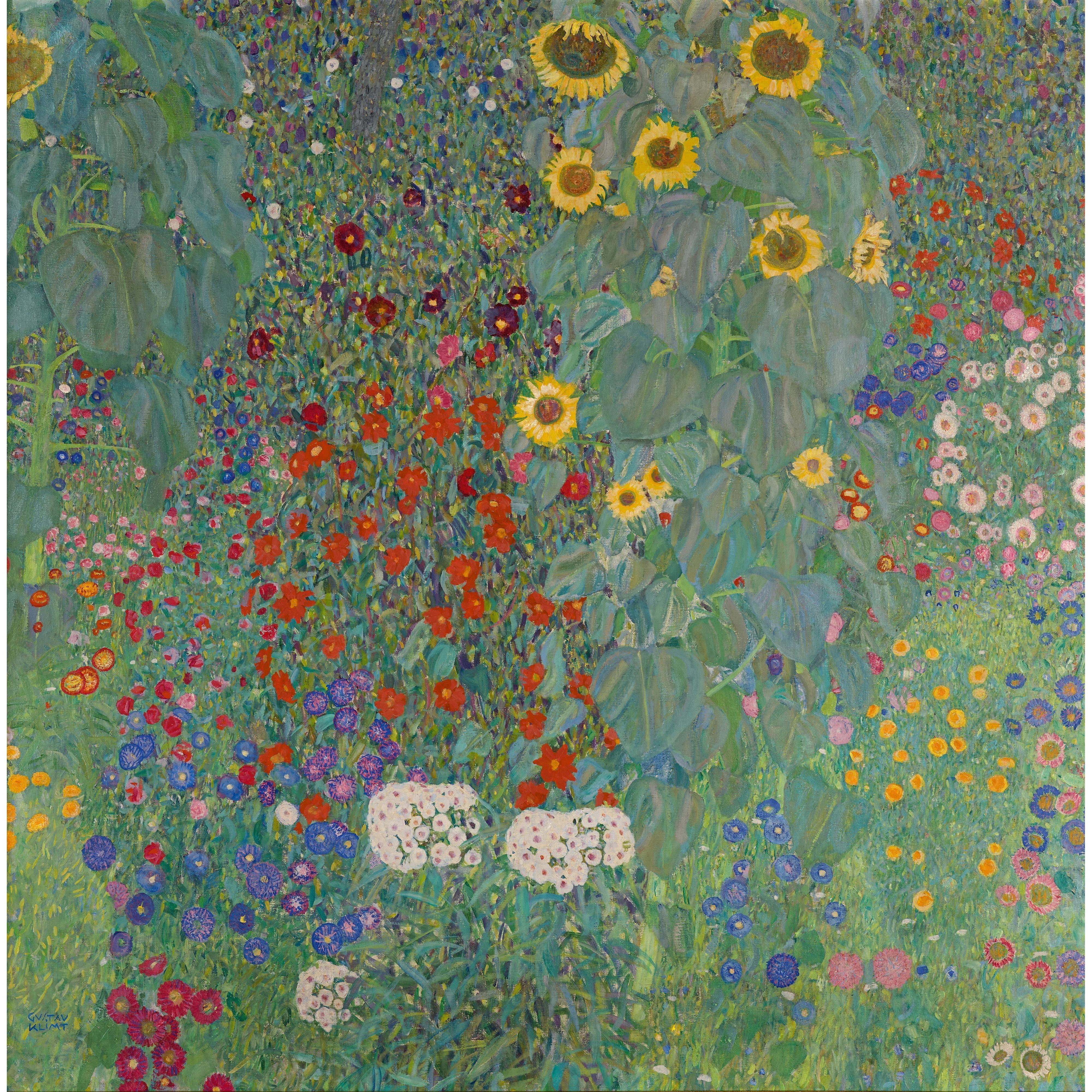 Gustav Klimt - Ayçiçekli Kır Evi Bahçesi Fine Art Baskı