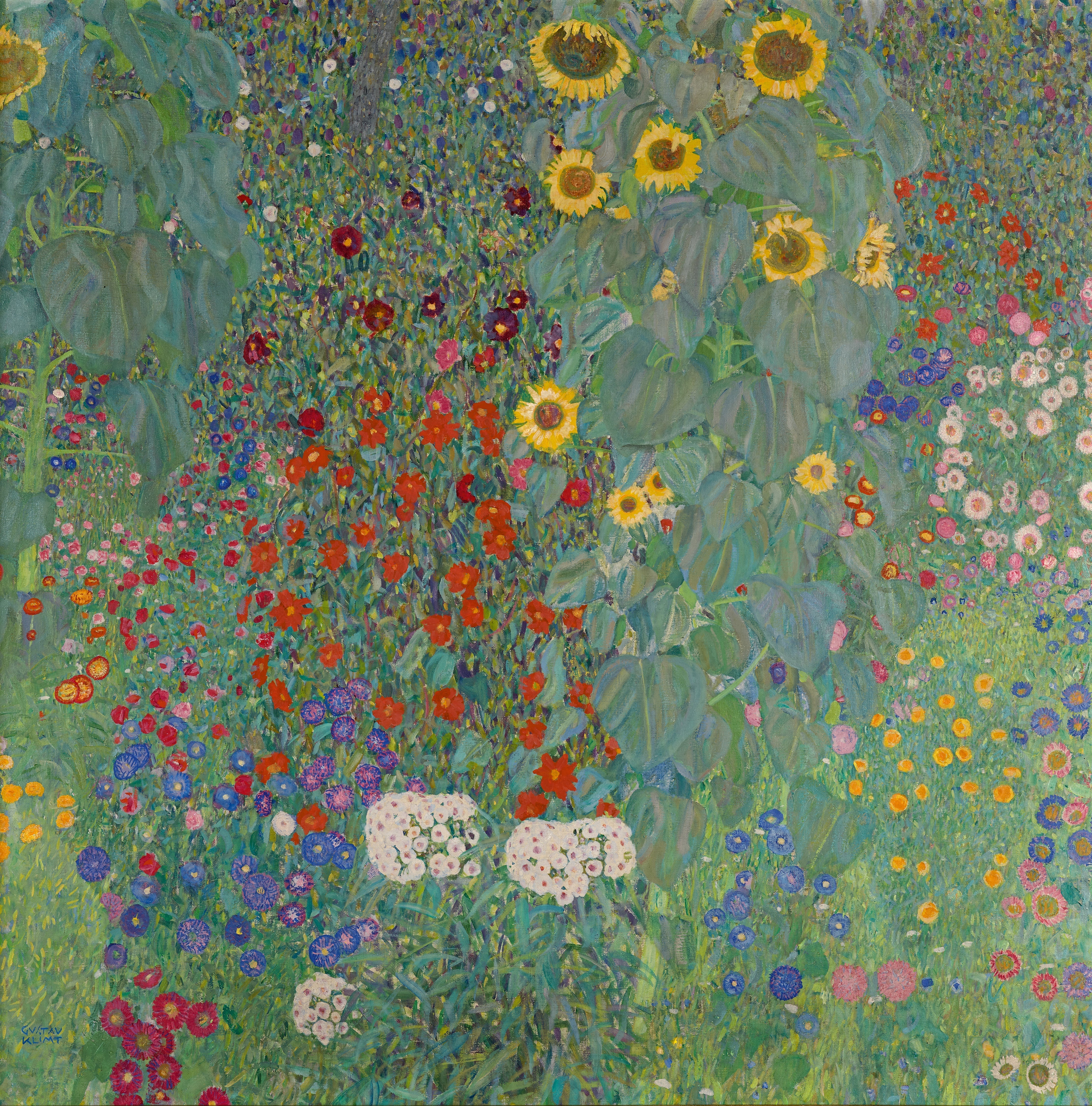 Gustav Klimt - Ayçiçekli Kır Evi Bahçesi Fine Art Baskı