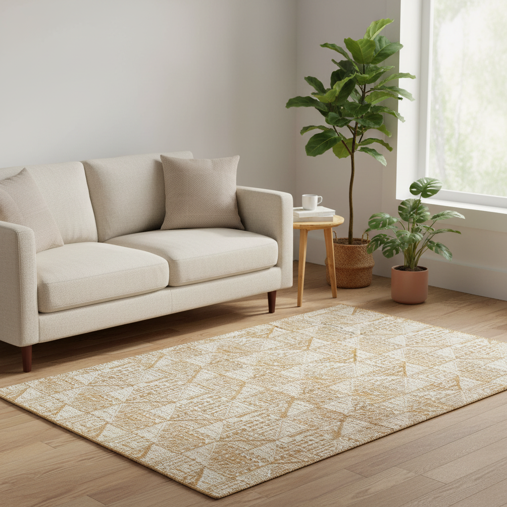 Halı Fas Jakarlı Dokuma Jüt + Yün Naturel/Fildişi