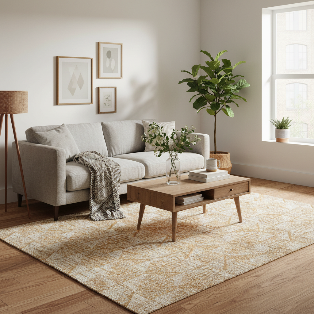 Halı Fas Jakarlı Dokuma Jüt + Yün Naturel/Fildişi