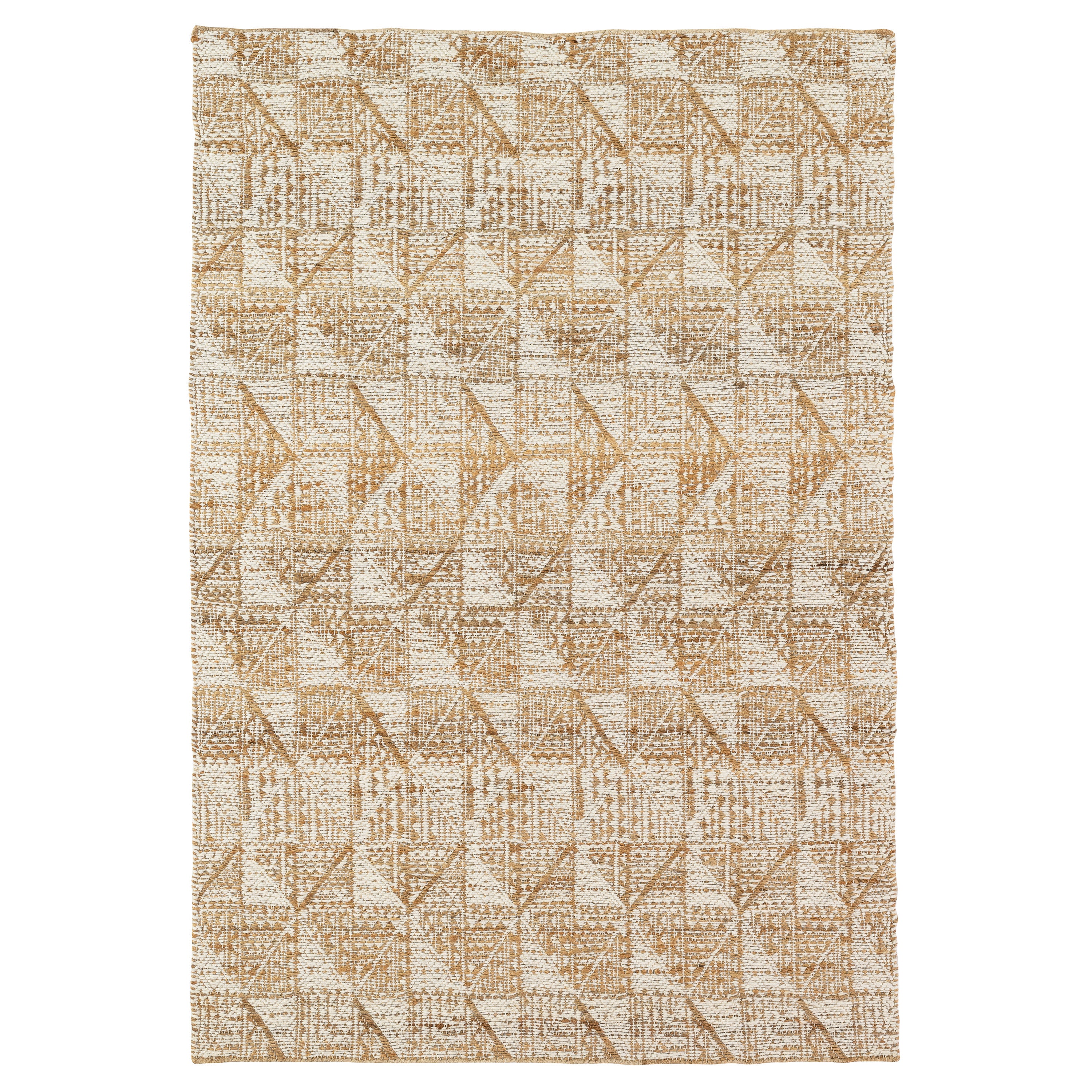Halı Fas Jakarlı Dokuma Jüt + Yün Naturel/Fildişi