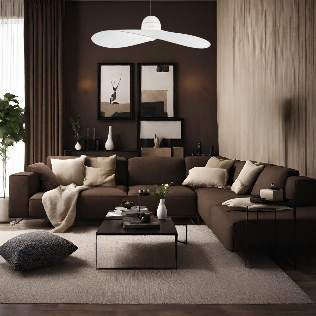 Hat Beyaz Şapka Kumaş Sarkıt Avize